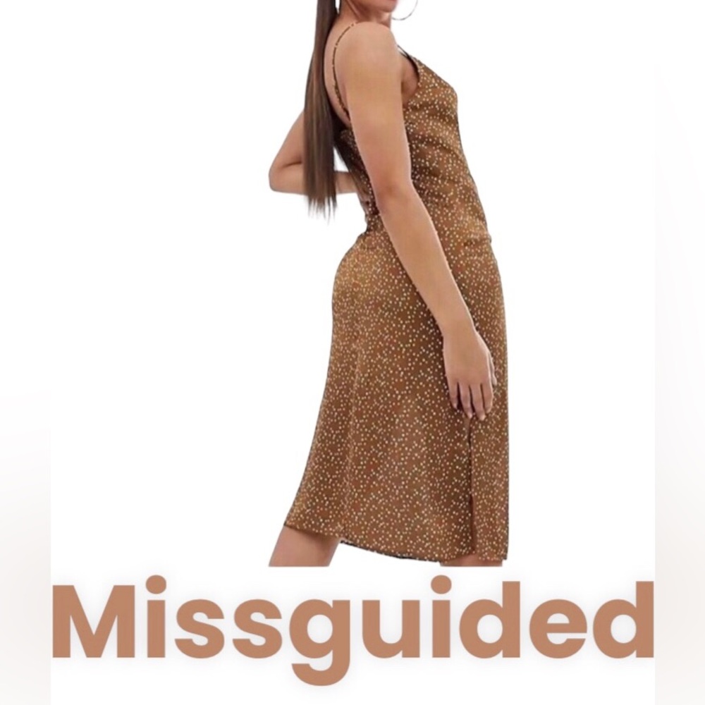 Missguided women’s dress spaghetti straps lined back zip midi straight shift